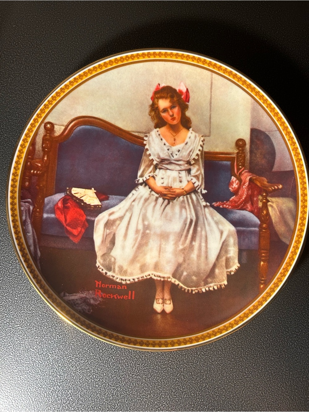 Norman Rockwell Rediscovered Women Plate “Waiting At The Dance"